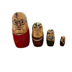 Vintage Russian Political Leadership Nesting Dolls Set Of 4